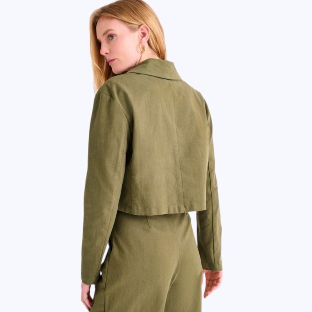 Splendid NWT Cropped Blazer Single Button Size XL Olive Green - Picture 5 of 13